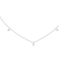 Round & Baguette Diamond Station Necklace