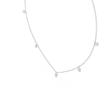 Round & Baguette Diamond Station Necklace