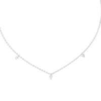 Round & Baguette Diamond Station Necklace