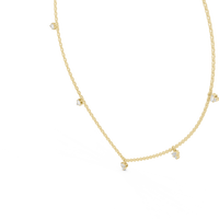 Round & Baguette Diamond Station Necklace