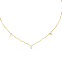 Round & Baguette Diamond Station Necklace