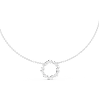 Multi-Shape Diamond Floral Cluster Pendant Necklace