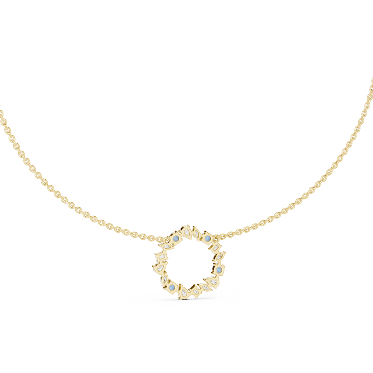 Multi-Shape Diamond Floral Cluster Pendant Necklace