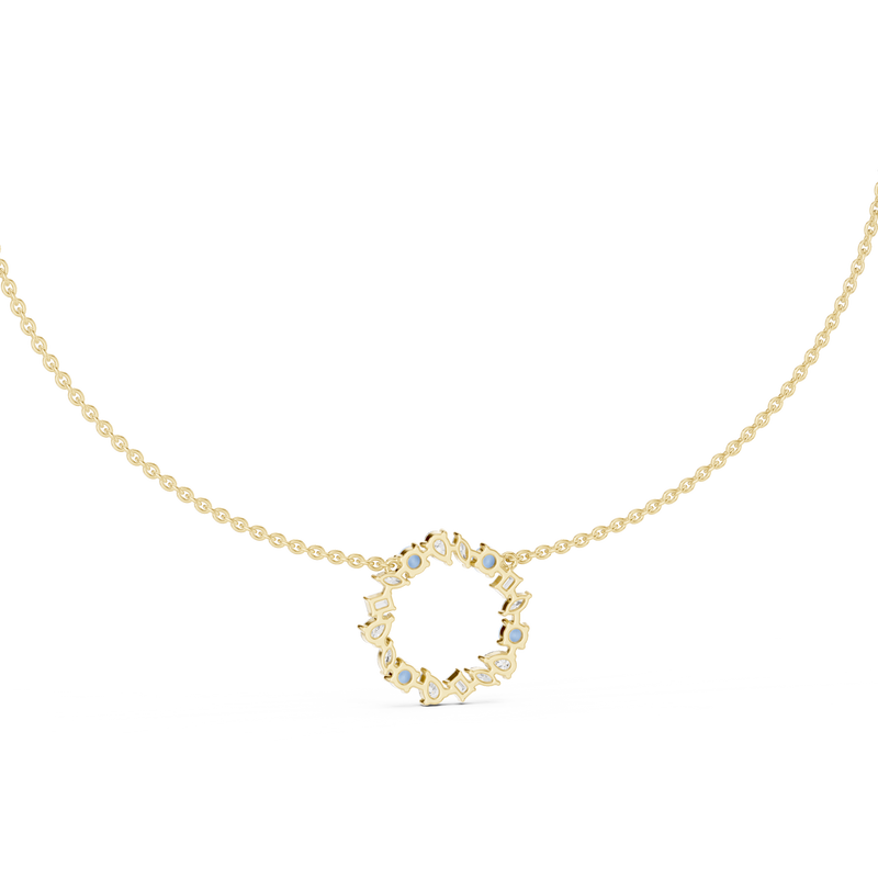 Multi-Shape Diamond Floral Cluster Pendant Necklace