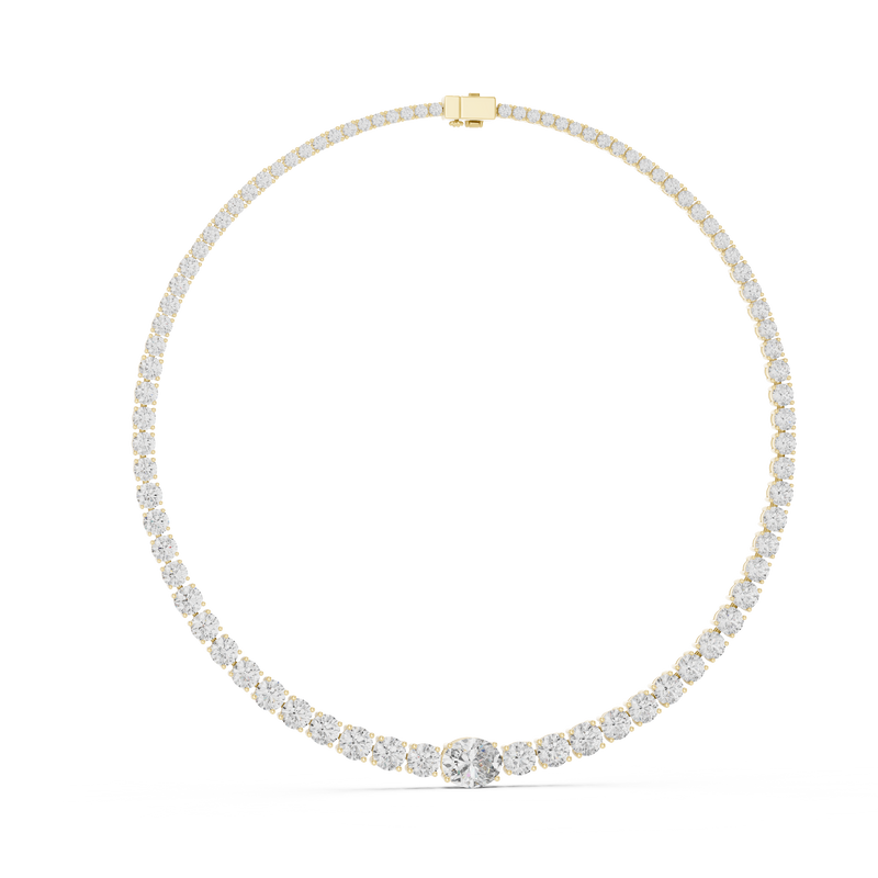 Graduated Round & Oval Diamond Station Necklace
