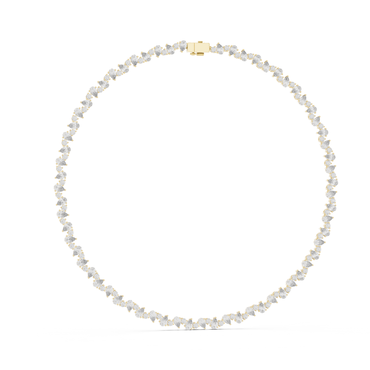 Round & Pear Diamond  Chain Pendant Necklace
