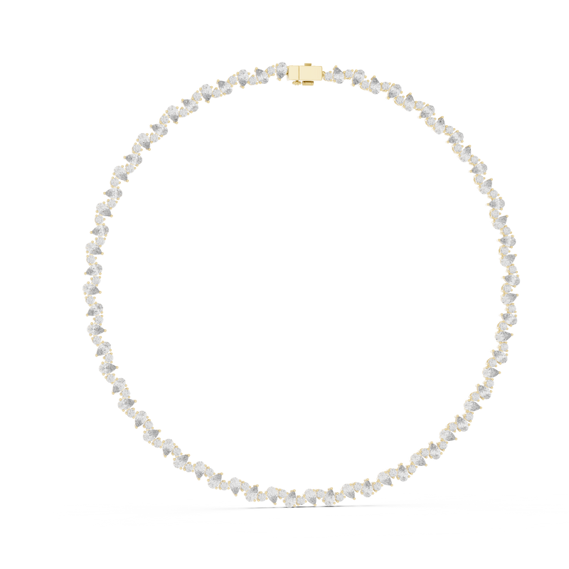 Round & Pear Diamond  Chain Pendant Necklace