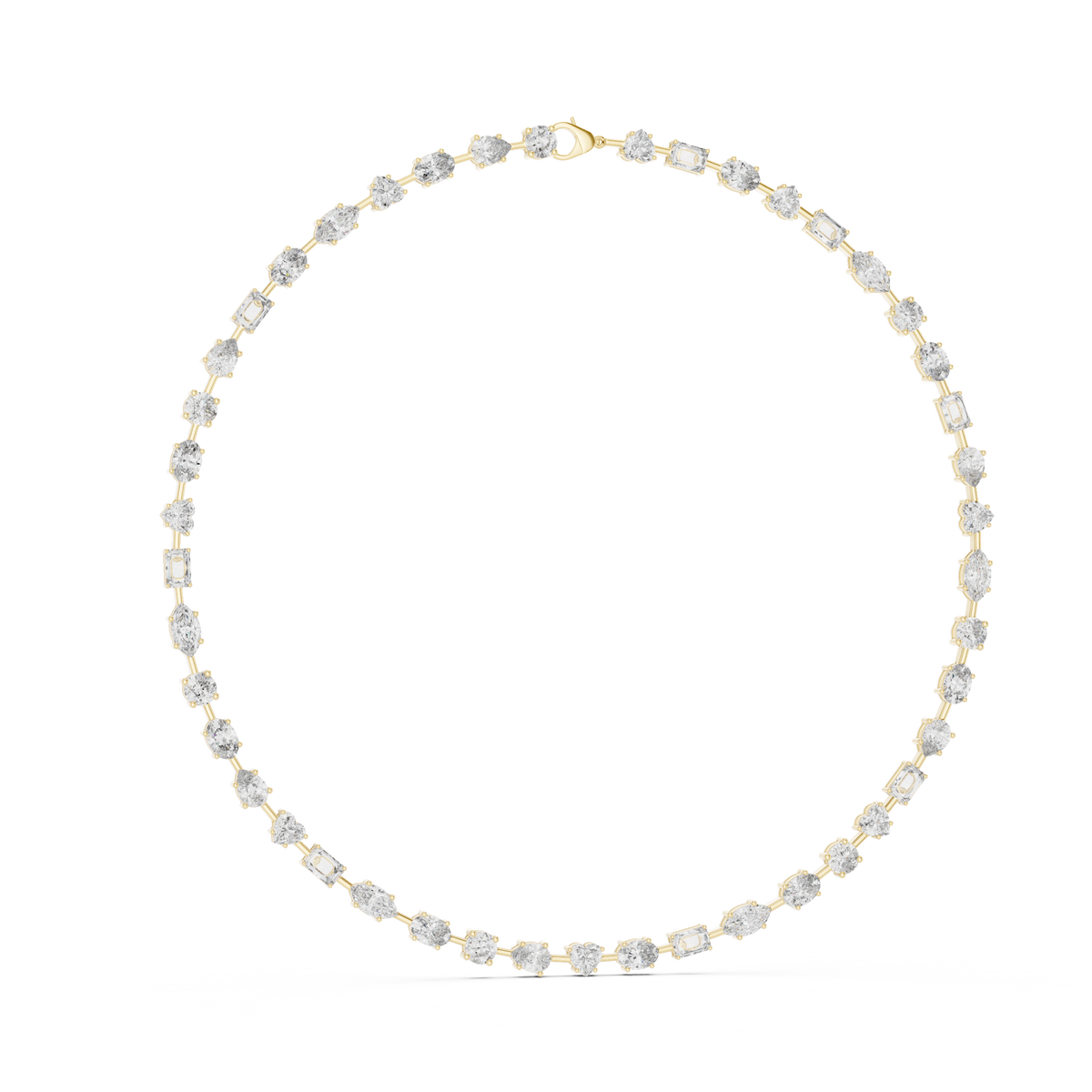Elegant Multi-Shape Diamond Station Necklace