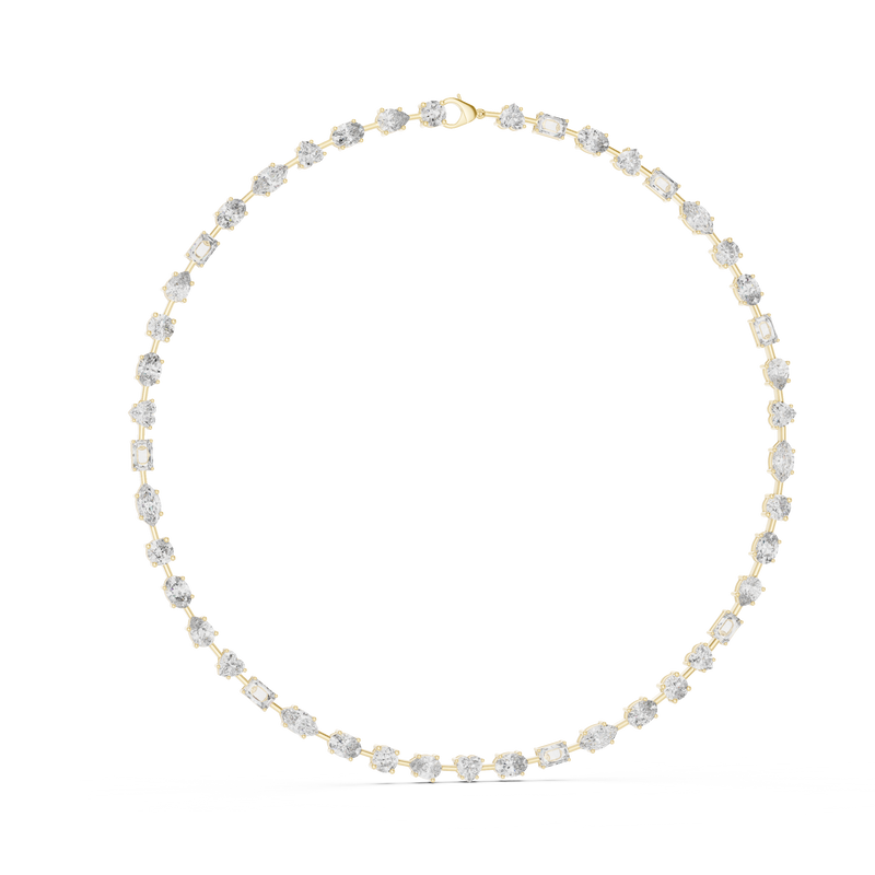 Elegant Multi-Shape Diamond Station Necklace
