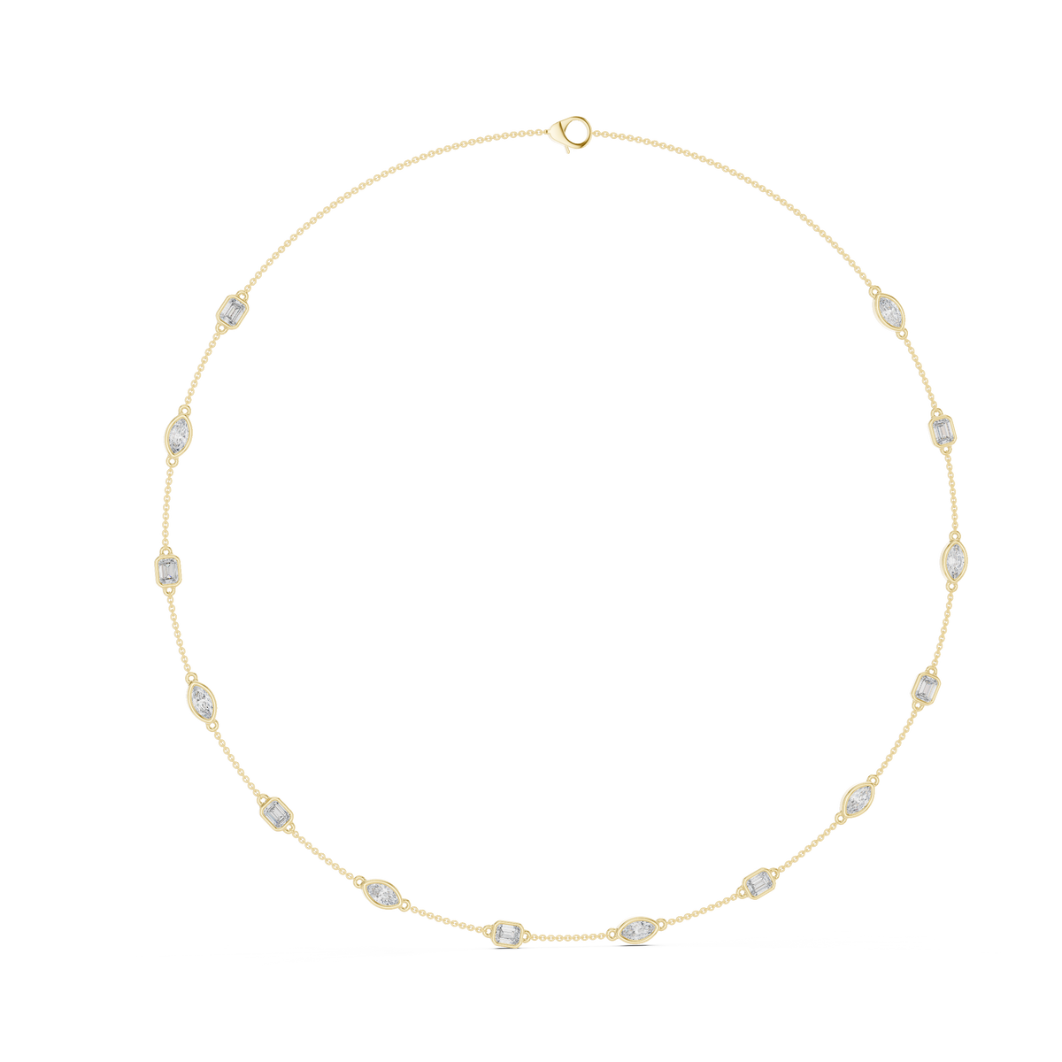 Emerald & Marquise Diamond Station Necklace