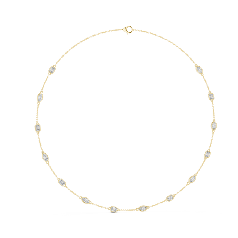 Emerald & Marquise Diamond Station Necklace