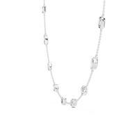 Celestine Emerald & Marquise Diamond Station Necklace