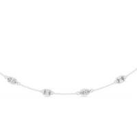 Celestine Emerald & Marquise Diamond Station Necklace