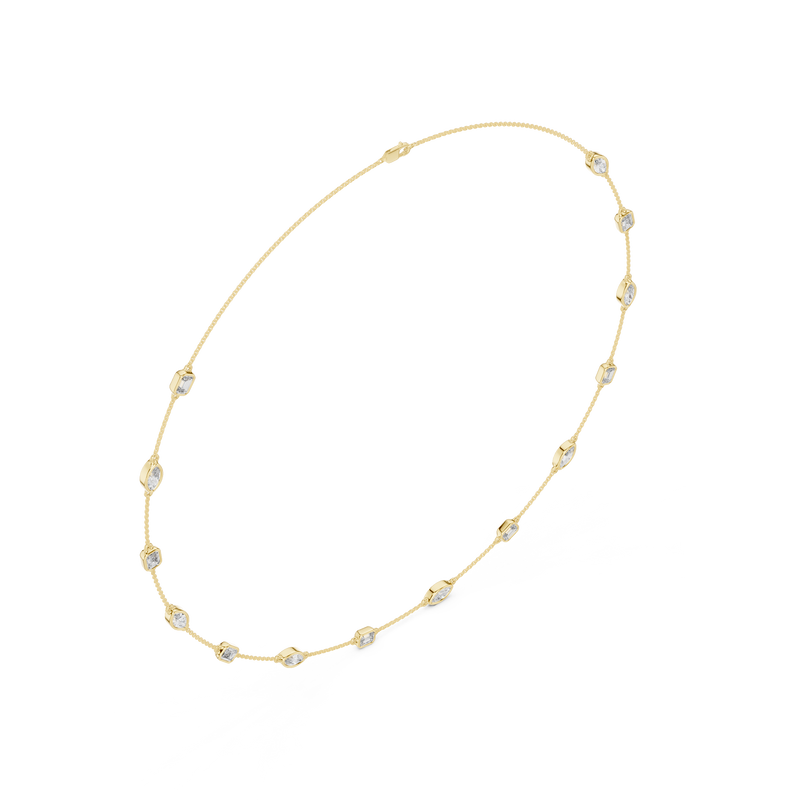 Celestine Emerald & Marquise Diamond Station Necklace