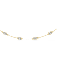 Celestine Emerald & Marquise Diamond Station Necklace