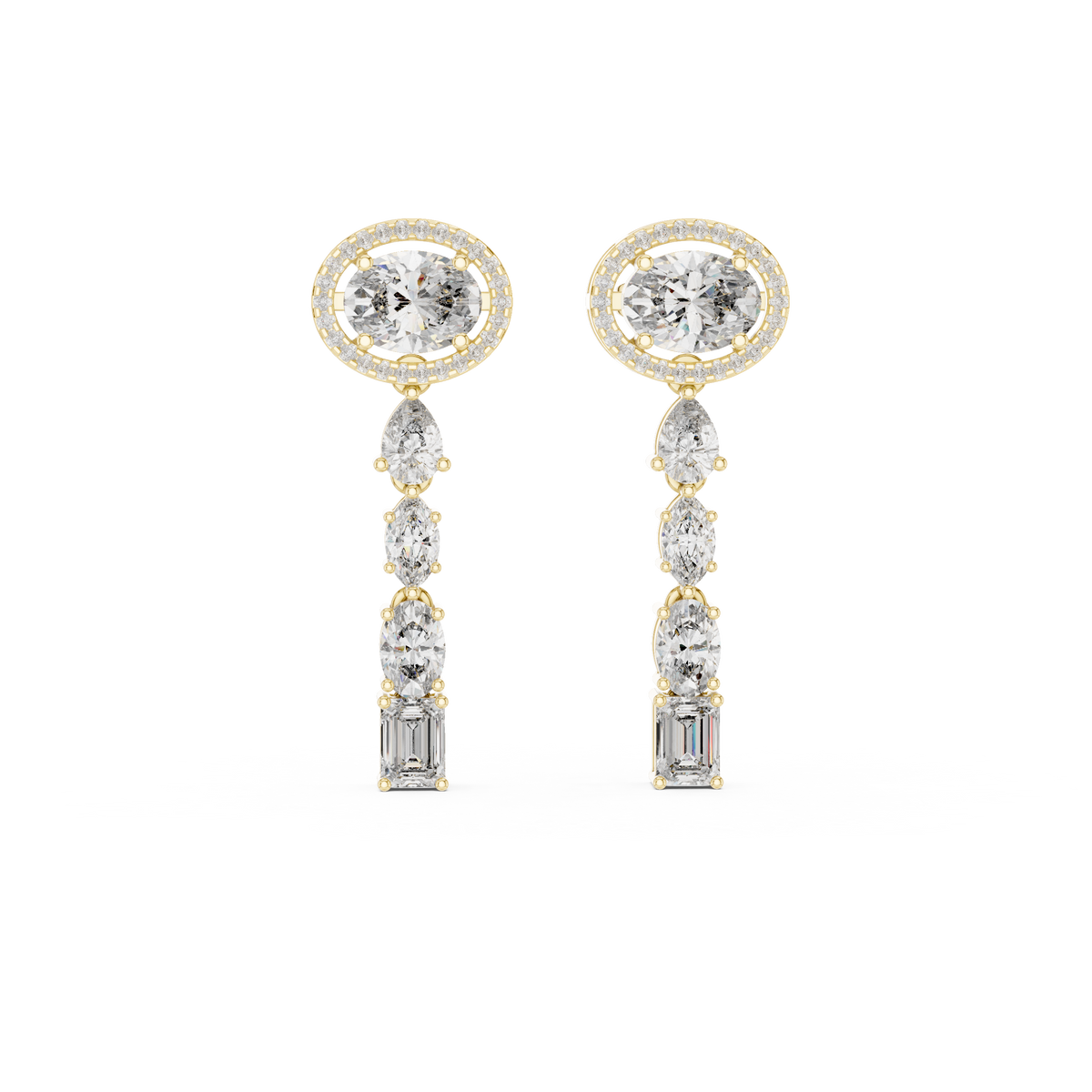 Oval Multi-Shape Diamond Drop Earrings