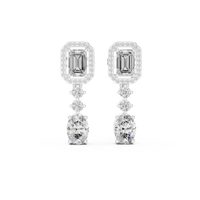 Emerald & Oval Multi-Shape Diamond Drop Earrings