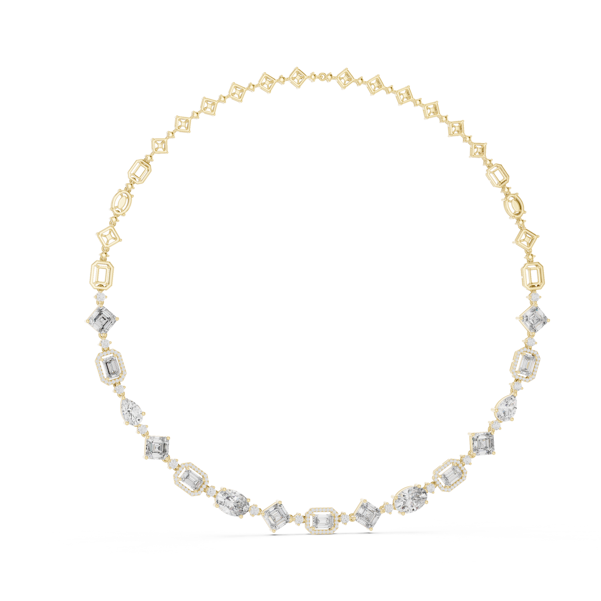 Graduated Multi-Shape Diamond Link Necklace