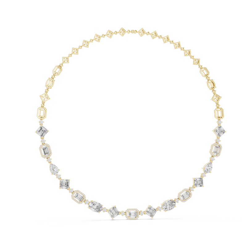 Graduated Multi-Shape Diamond Link Necklace