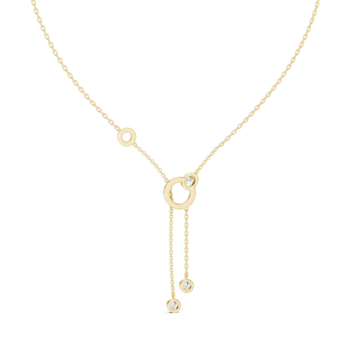 Multi-Color Diamond Circle Drop Pendant Necklace
