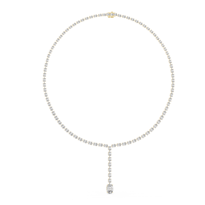 Oval Diamond Classic Elegant Tennis Link Necklace