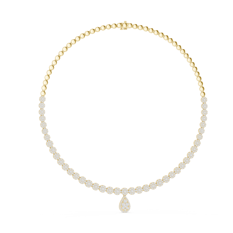 Round Diamond Elegant Graduated Pendant Tennis Necklace