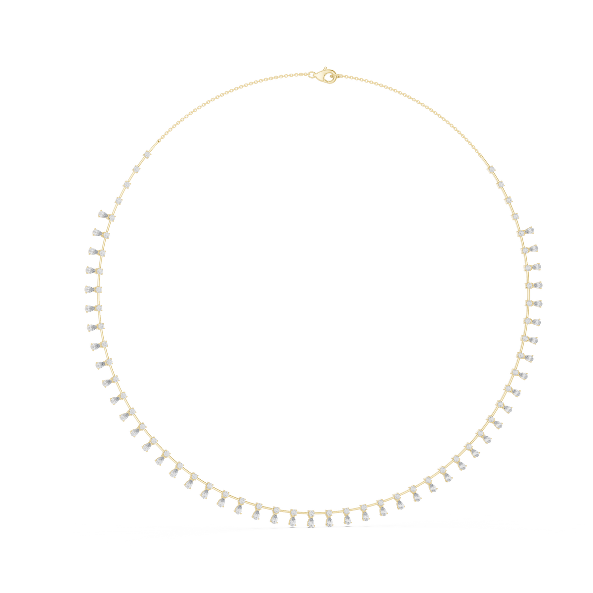 Round & Pear Diamond Elegant Tennis Necklace