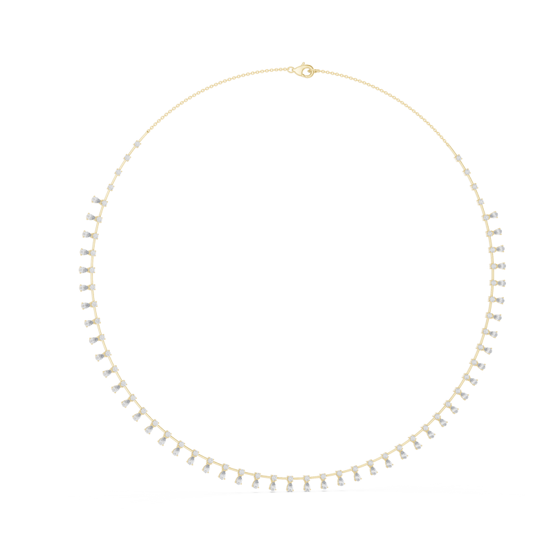 Round & Pear Diamond Elegant Tennis Necklace