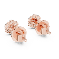 Round Floral Diamond Cluster Stud Earrings