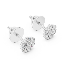 Round Floral Diamond Cluster Stud Earrings