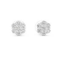 Round Floral Diamond Cluster Stud Earrings