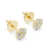 Round Floral Diamond Cluster Stud Earrings