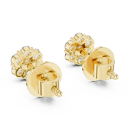 Round Floral Diamond Cluster Stud Earrings