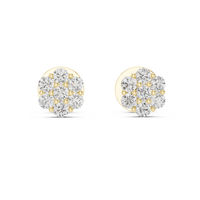 Round Floral Diamond Cluster Stud Earrings