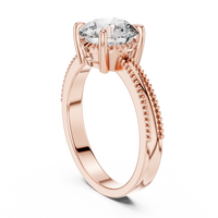 Round Solitaire Milgrain Split Shank Engagement Ring