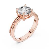 Round Solitaire Milgrain Split Shank Engagement Ring