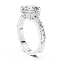 Round Solitaire Milgrain Split Shank Engagement Ring