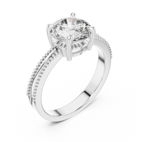 Round Solitaire Milgrain Split Shank Engagement Ring