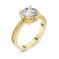 Round Solitaire Milgrain Split Shank Engagement Ring