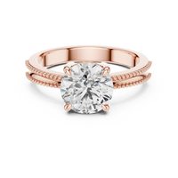 Round Solitaire Milgrain Split Shank Engagement Ring