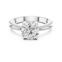 Round Solitaire Milgrain Split Shank Engagement Ring