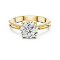 Round Solitaire Milgrain Split Shank Engagement Ring