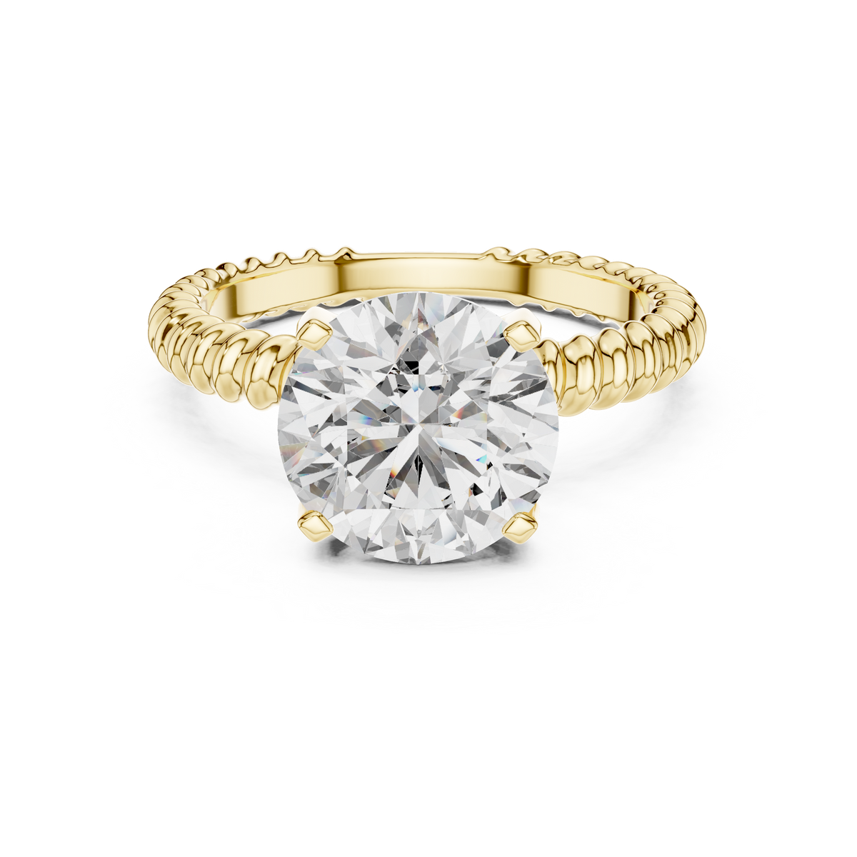Round Solitaire Rope Shank Engagement Ring