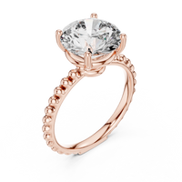Round Solitaire Beaded Shank Engagement Ring