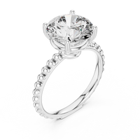 Round Solitaire Beaded Shank Engagement Ring