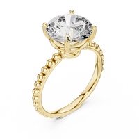 Round Solitaire Beaded Shank Engagement Ring