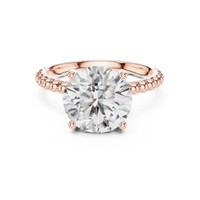Round Solitaire Beaded Shank Engagement Ring