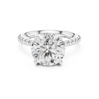 Round Solitaire Beaded Shank Engagement Ring