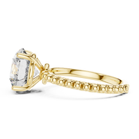 Round Solitaire Beaded Shank Engagement Ring