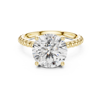 Round Solitaire Beaded Shank Engagement Ring